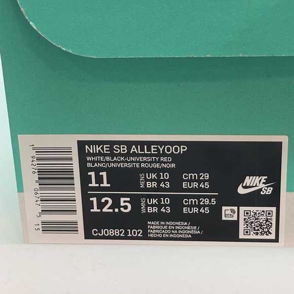 NEW Nike SB Alleyoop White University Red Men’s Shoes Size: 11 #CJO882-102 - Picture 6 of 6